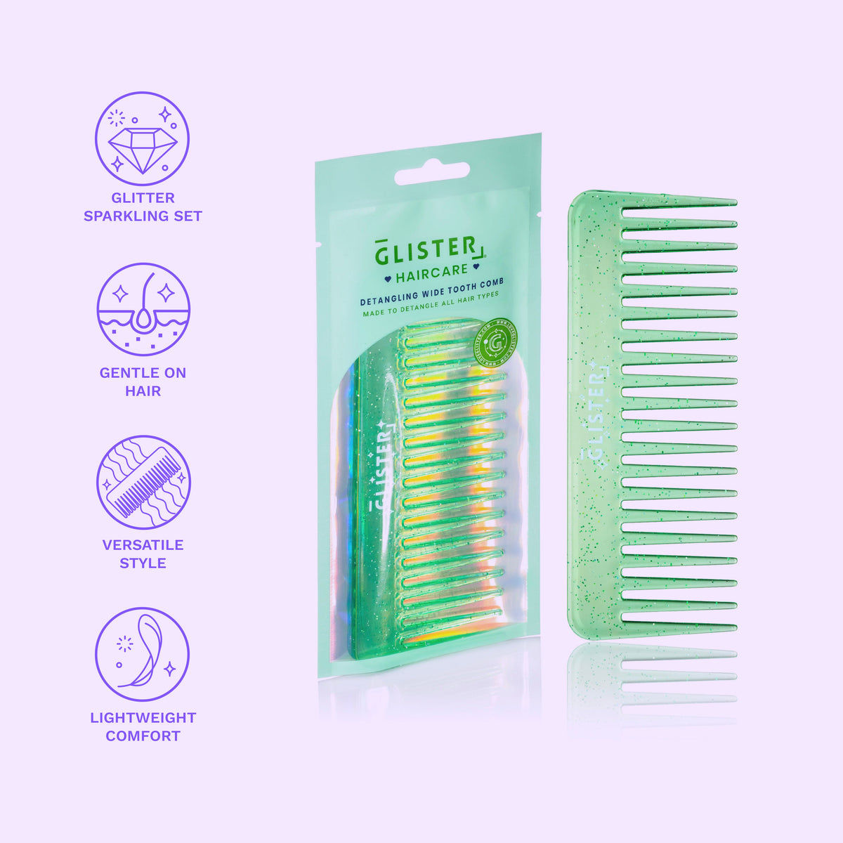 "Sparkle" Wide Tooth Detangling Comb-1