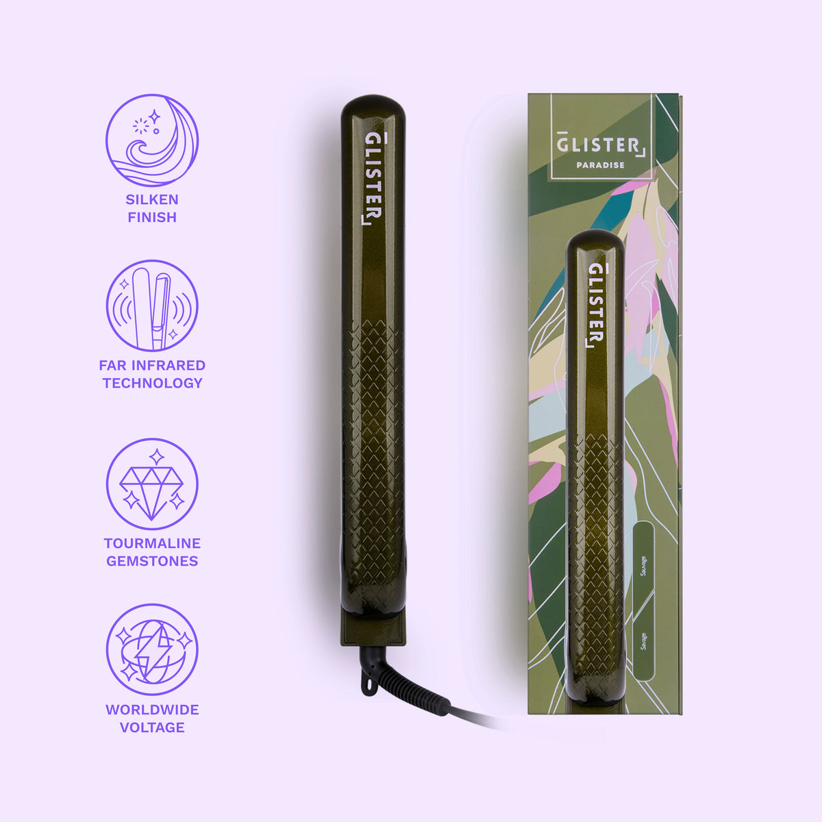 Paradise 1.25" Flat Iron with Tourmaline Gemstone Infusion-1