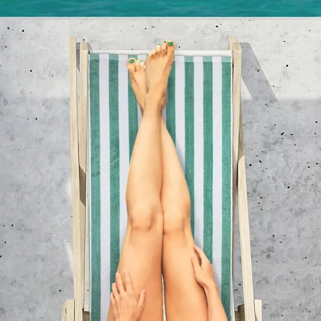 Cabana striped premium cotton pool and beach towels folded neatly in vibrant resort style colors — view 3