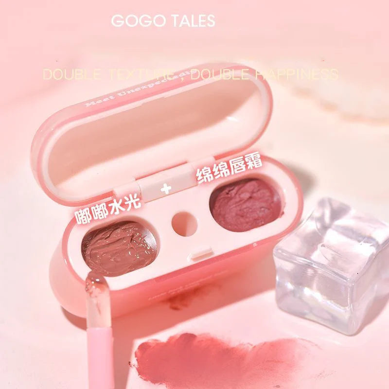 Two tubes of vegan double lip gloss with a high shine mirror finish and precision applicator — view 5