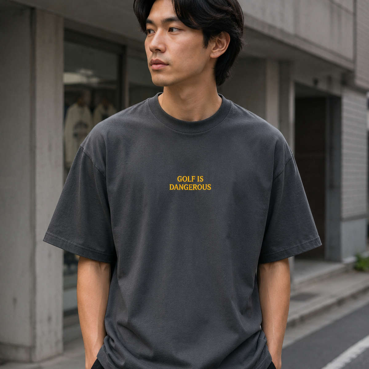Golf Is Dangerous Embroidery - Oversized T-shirt-1