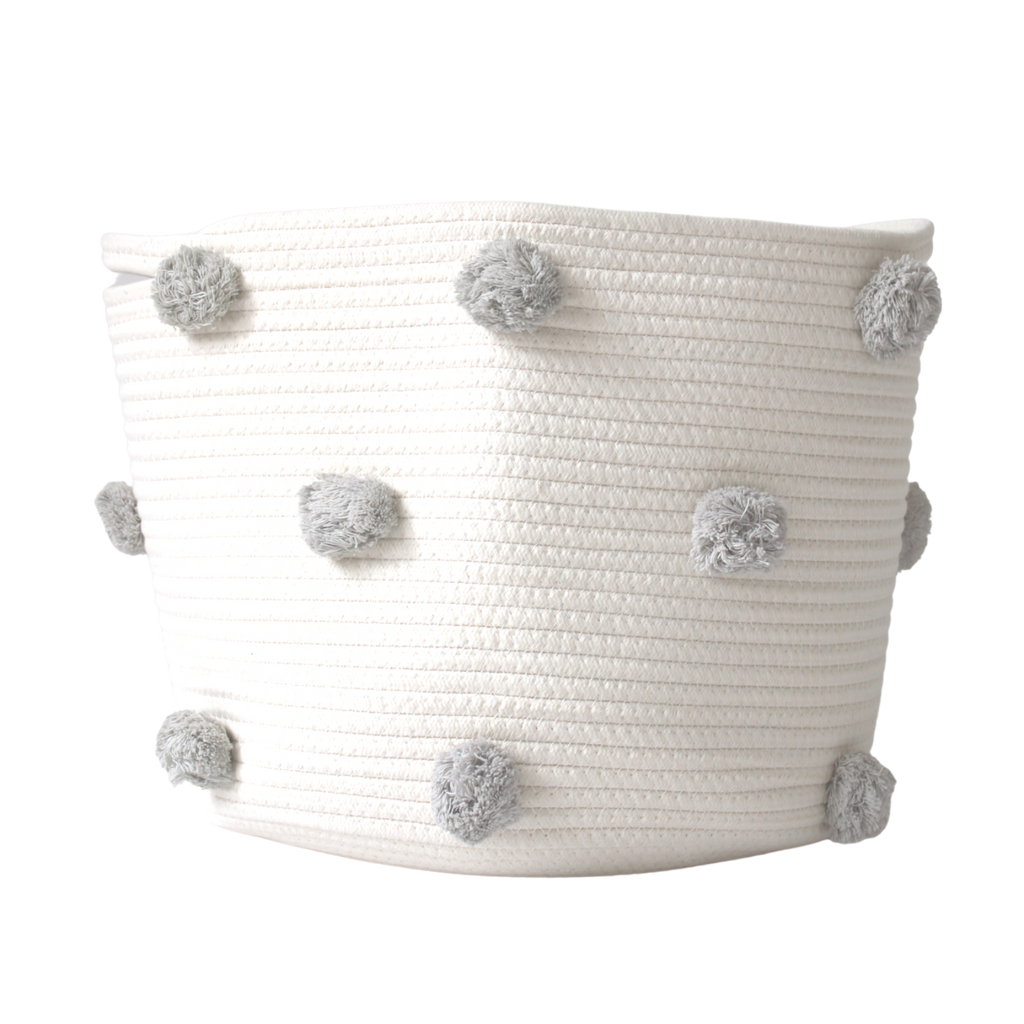 Grey Pom Basket - Large-0