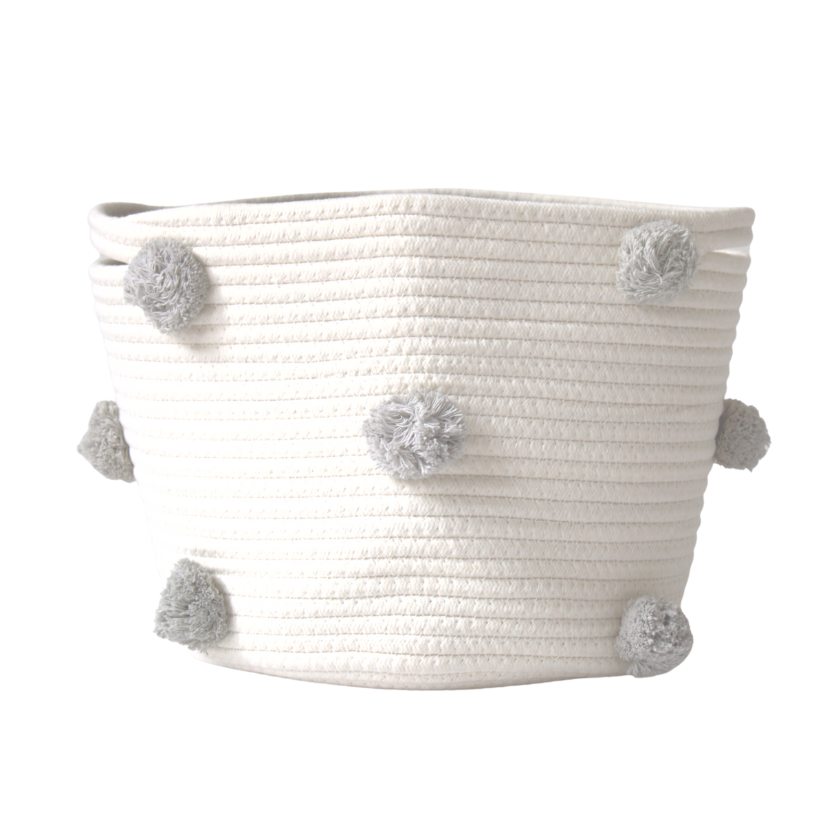 Grey Pom Basket - Medium-0