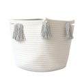 Grey Tassel Basket - Medium-0