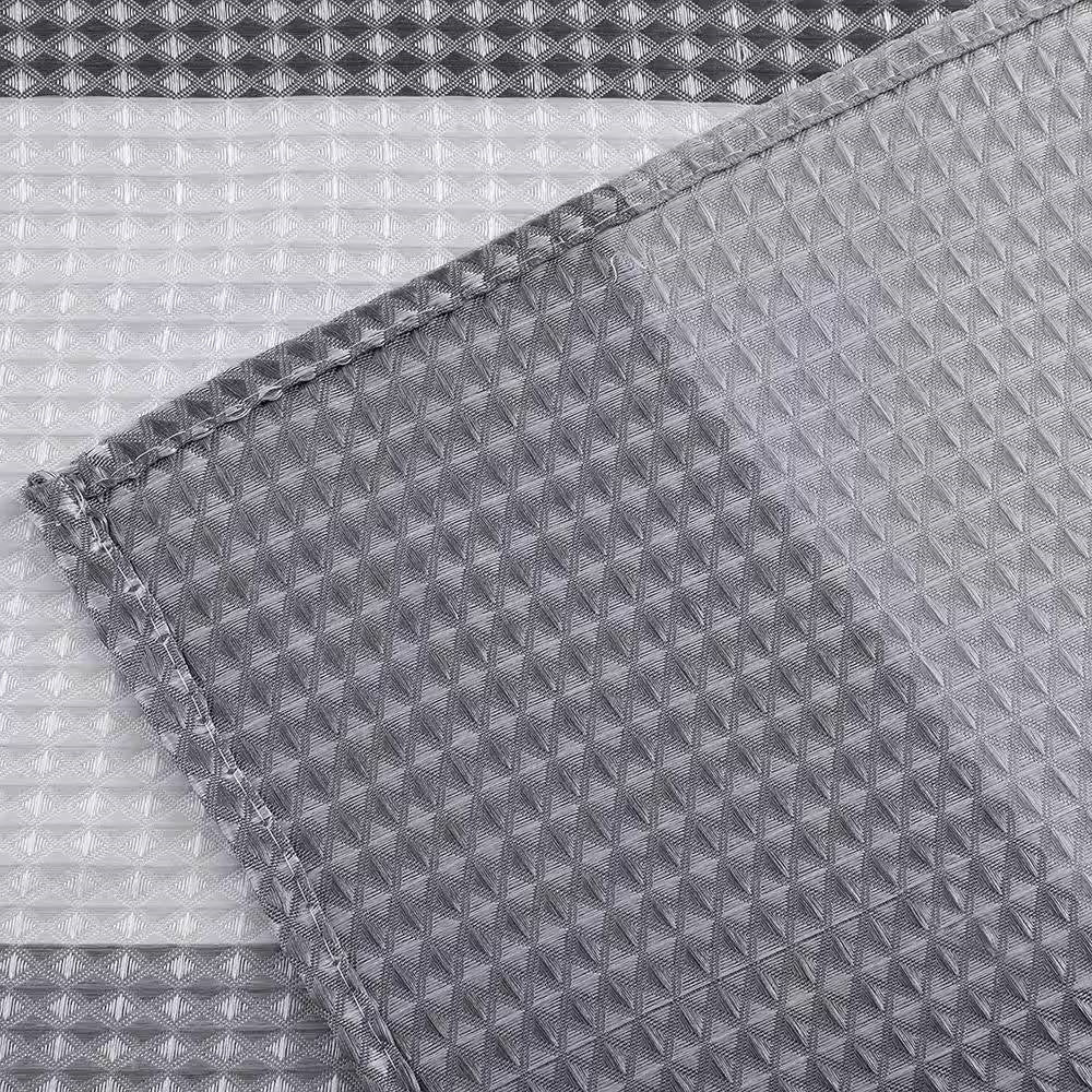 Grey and white striped polyester shower curtain with waffle weave texture for modern bathrooms — view 5