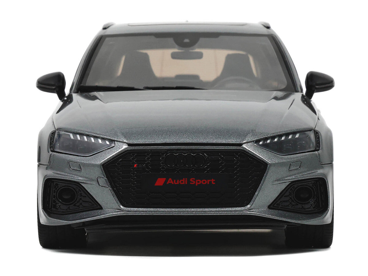 Audi RS 4 1/18 scale model car in gray metallic finish with real rubber tires