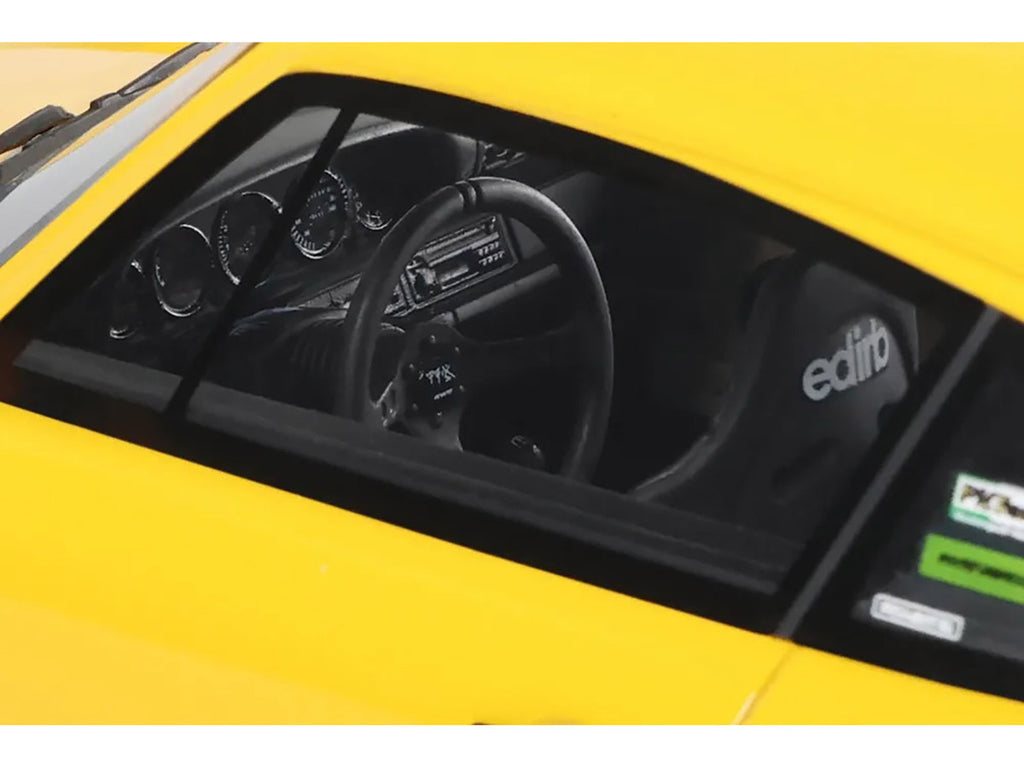 Bright yellow 1/18 scale 2024 Porsche 911 RWB Qeema resin model car with detailed exterior — view 3