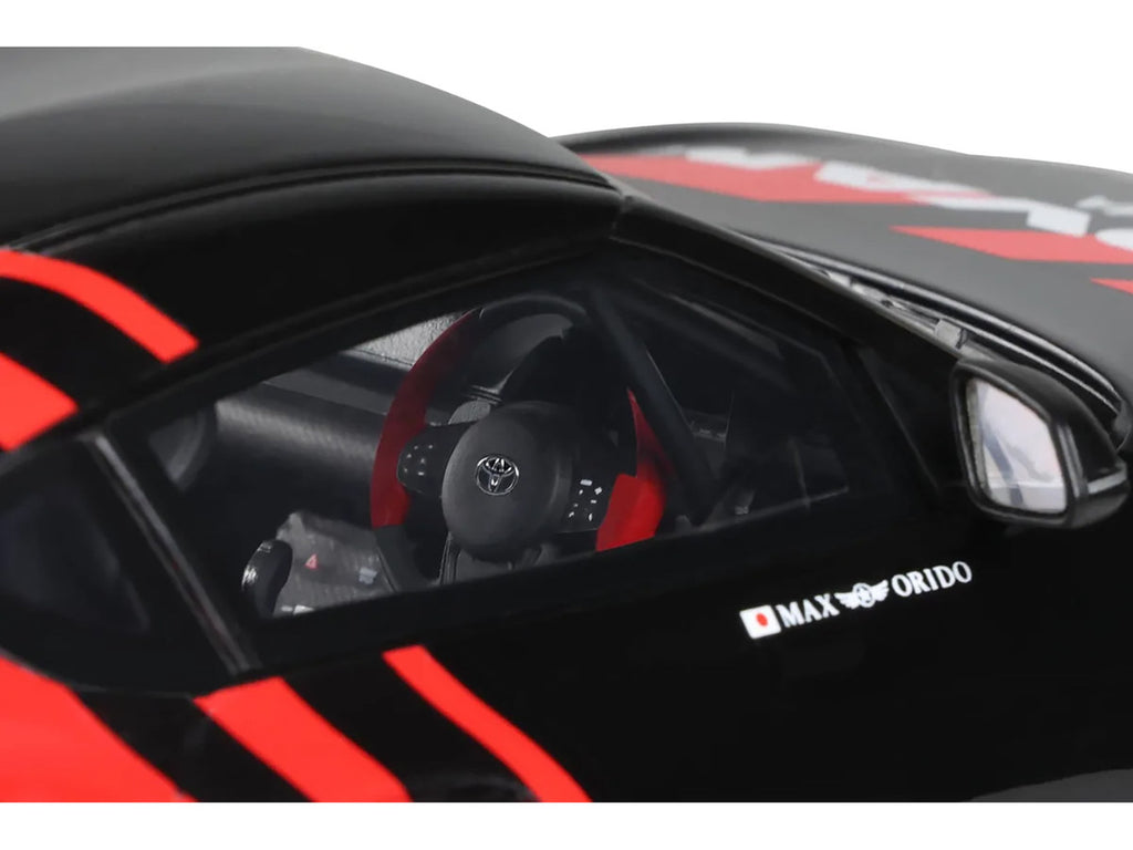Black and red 2020 Toyota Supra GR Advan 1/18 scale resin model car display piece — view 3