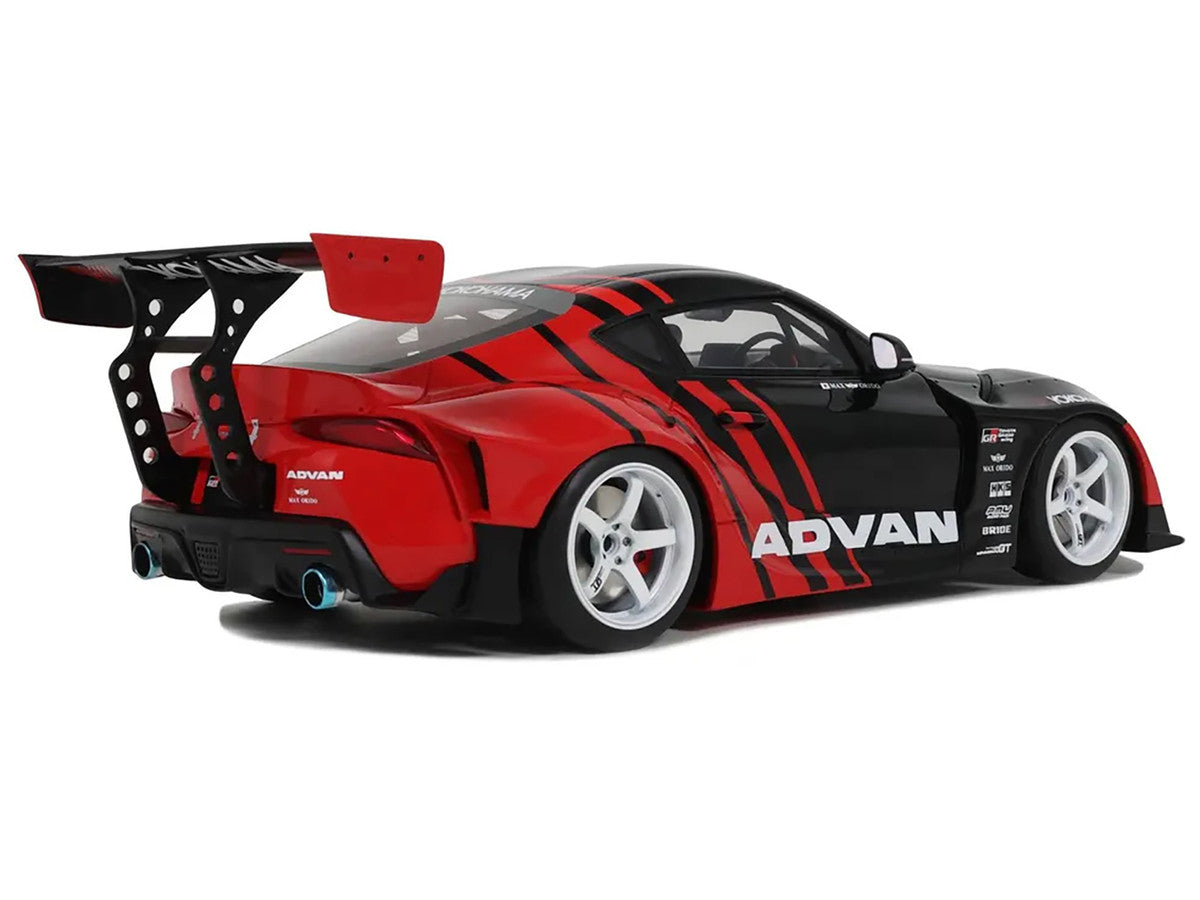 Black and red 2020 Toyota Supra GR Advan 1/18 scale resin model car display piece — view 2