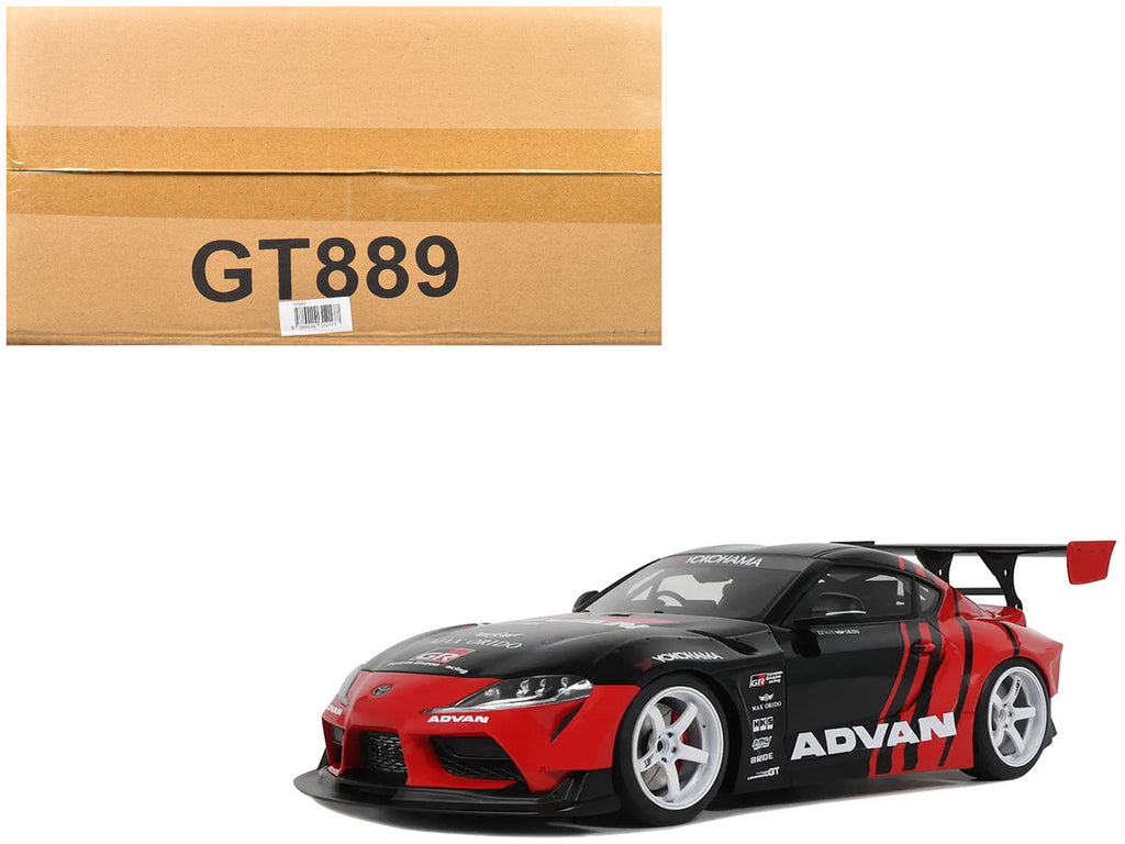 Black and red 2020 Toyota Supra GR Advan 1/18 scale resin model car display piece — view 5