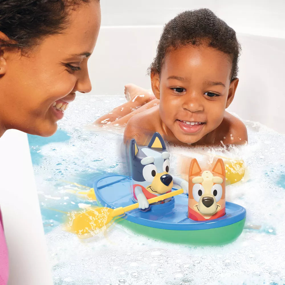 Bluey and Bingo canoe bath toy with pull string fish mechanism for kids water play — view 5