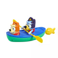 Bluey and Bingo canoe bath toy with pull string fish mechanism for kids water play