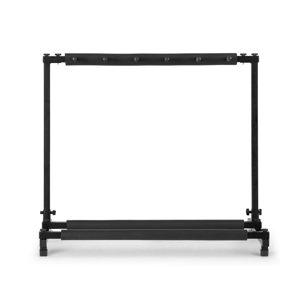 Black 5 space foldable multi guitar stand rack made of durable iron with soft padded holders — view 3