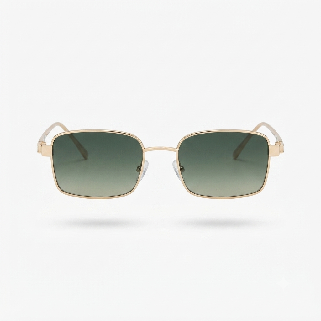 Daring Gold Rectangle Sunglasses-1