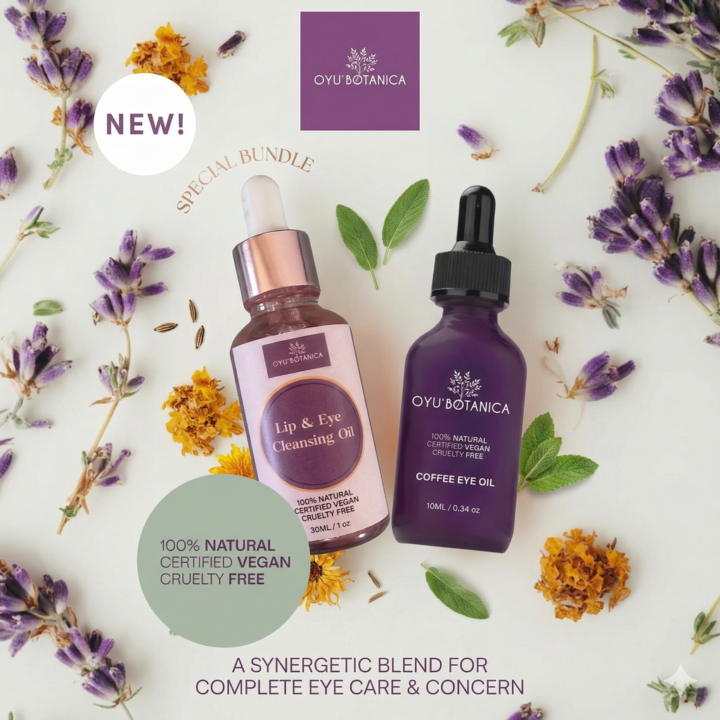 Botanical eye care set for sensitive eyes with brightening serum and gentle makeup cleanser