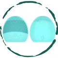 Silicone rechargeable facial cleansing brush with massage waves and metal skincare absorption base