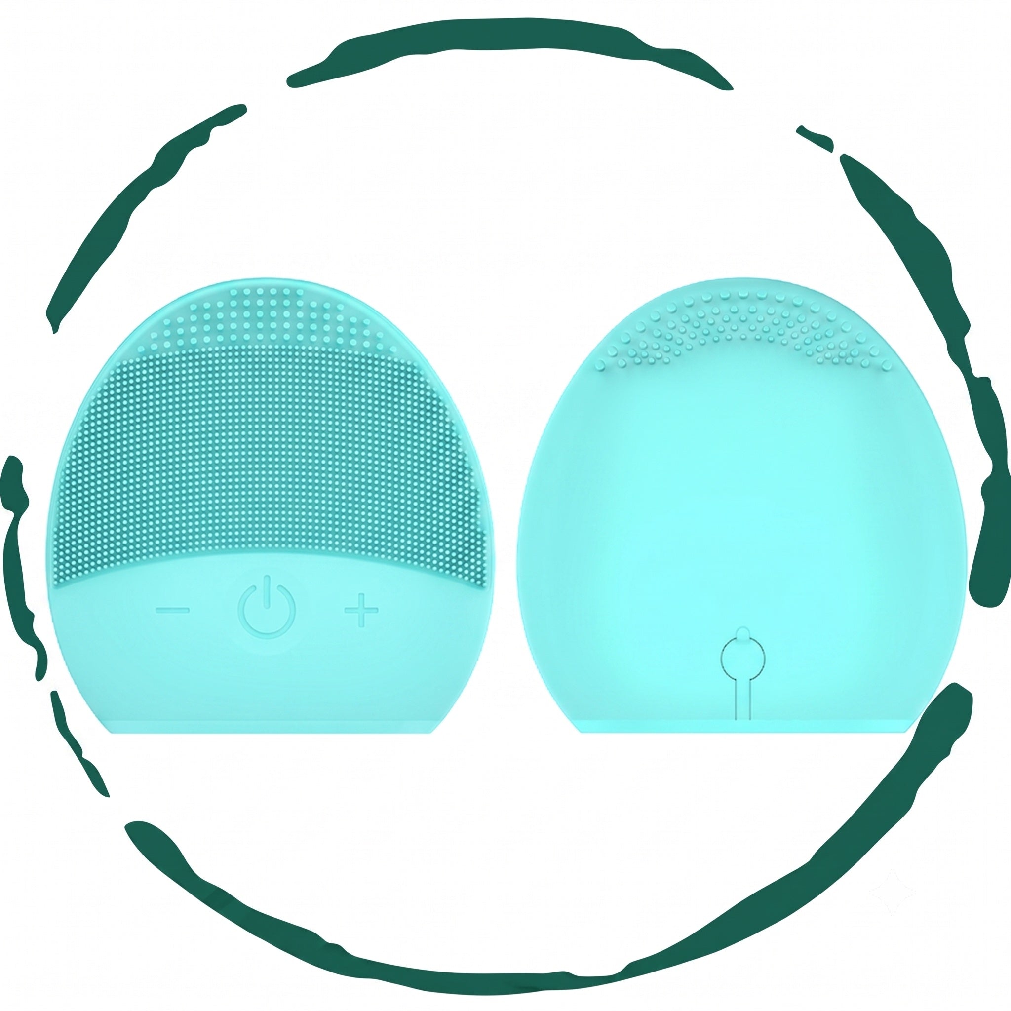 Silicone rechargeable facial cleansing brush with massage waves and metal skincare absorption base
