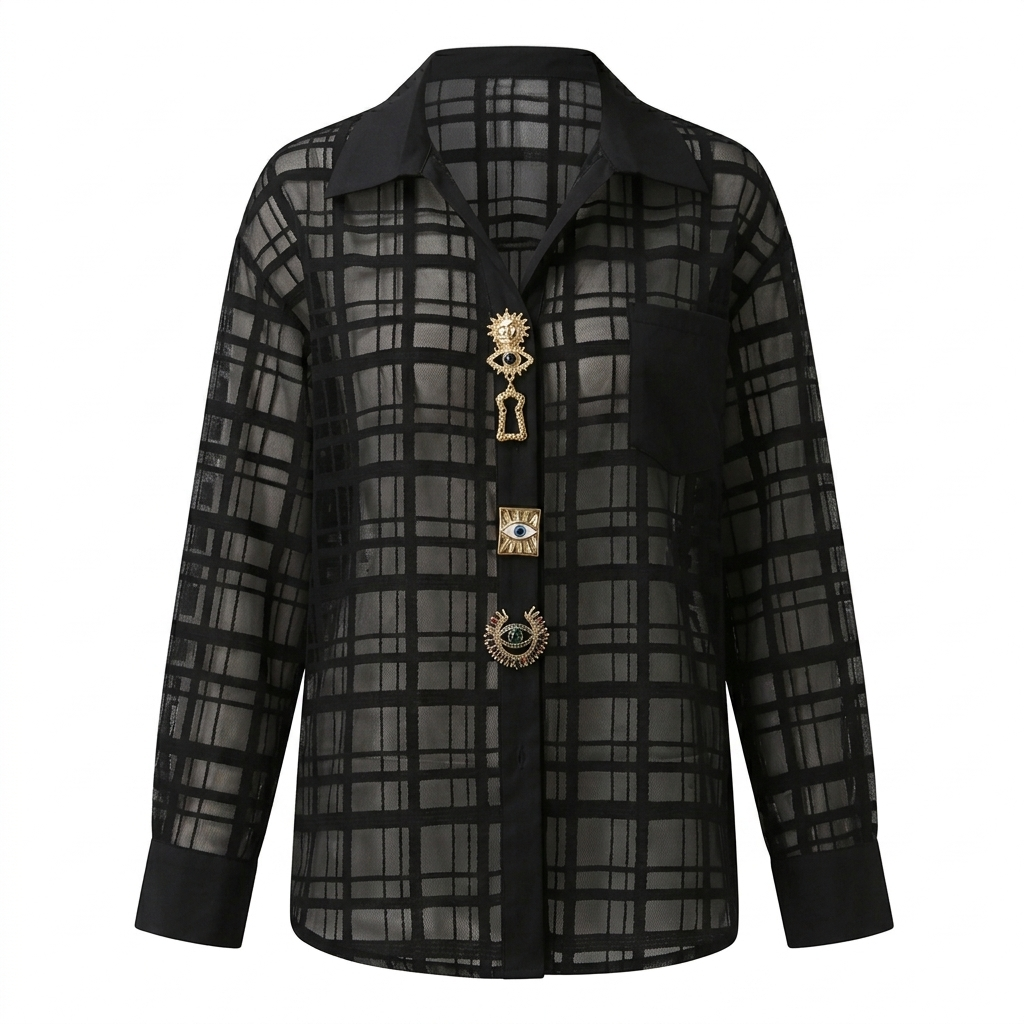 Audacious Mesh Patchwork Blouse-4