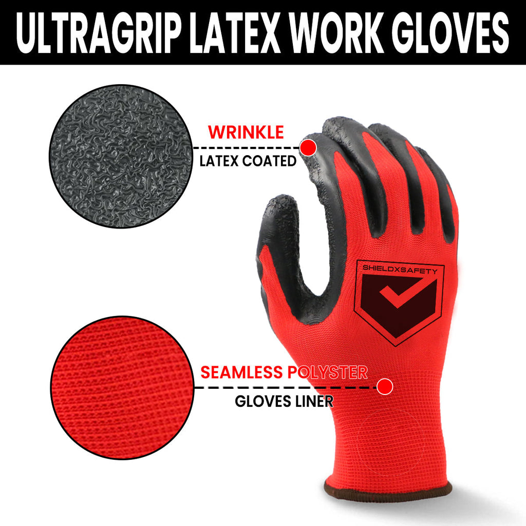 Work Gloves Latex Coated General Purpose Hand Protection Garden Mechanic-2