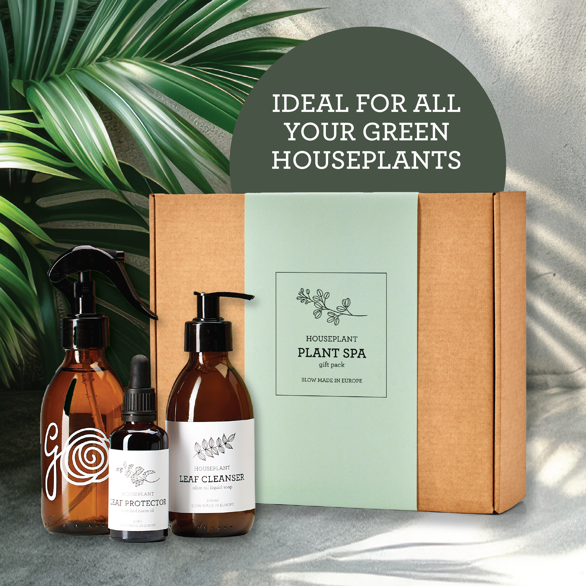 Plant spa gift set featuring neem oil protector and leaf cleanser soap in eco-friendly bottles — view 2