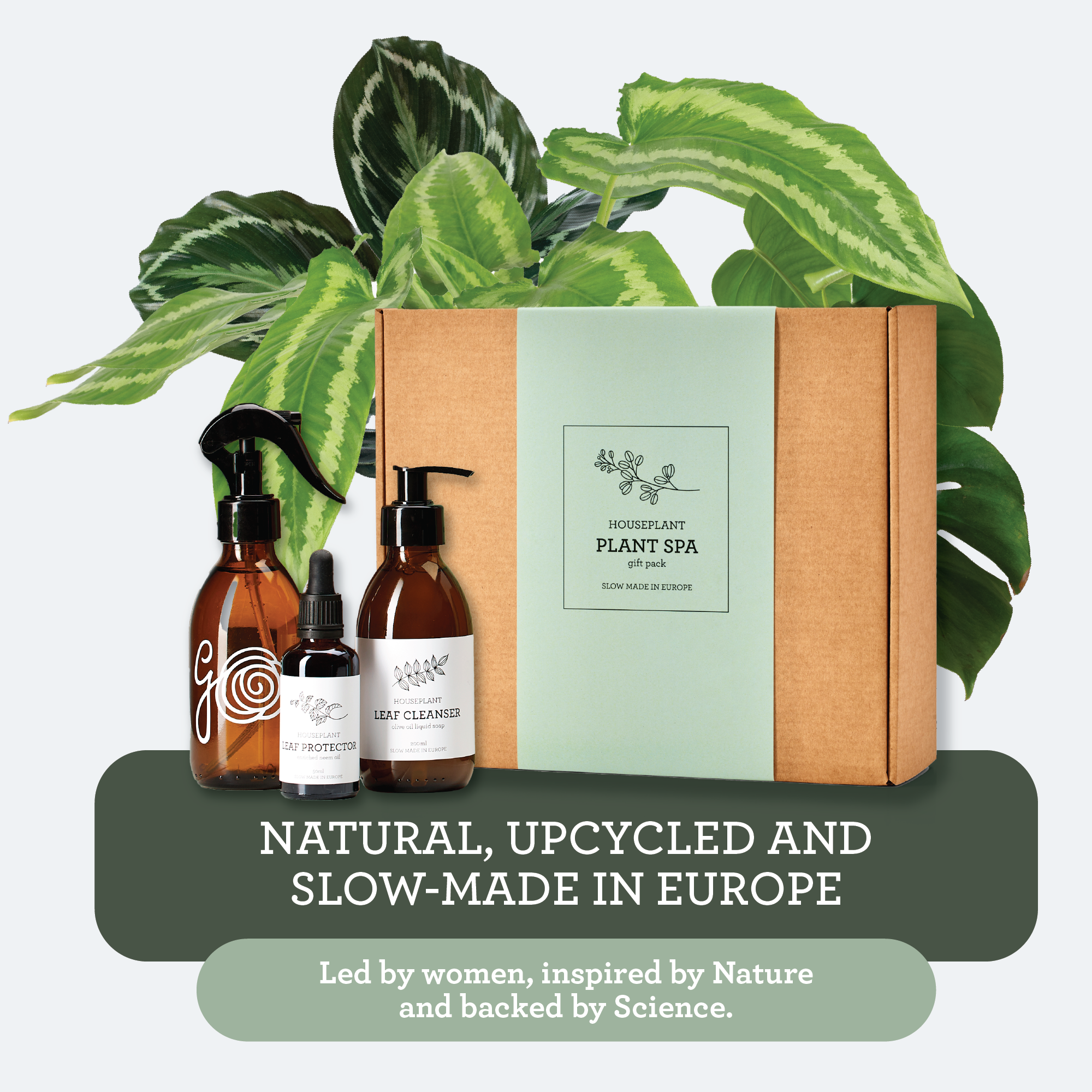 Plant spa gift set featuring neem oil protector and leaf cleanser soap in eco-friendly bottles — view 4