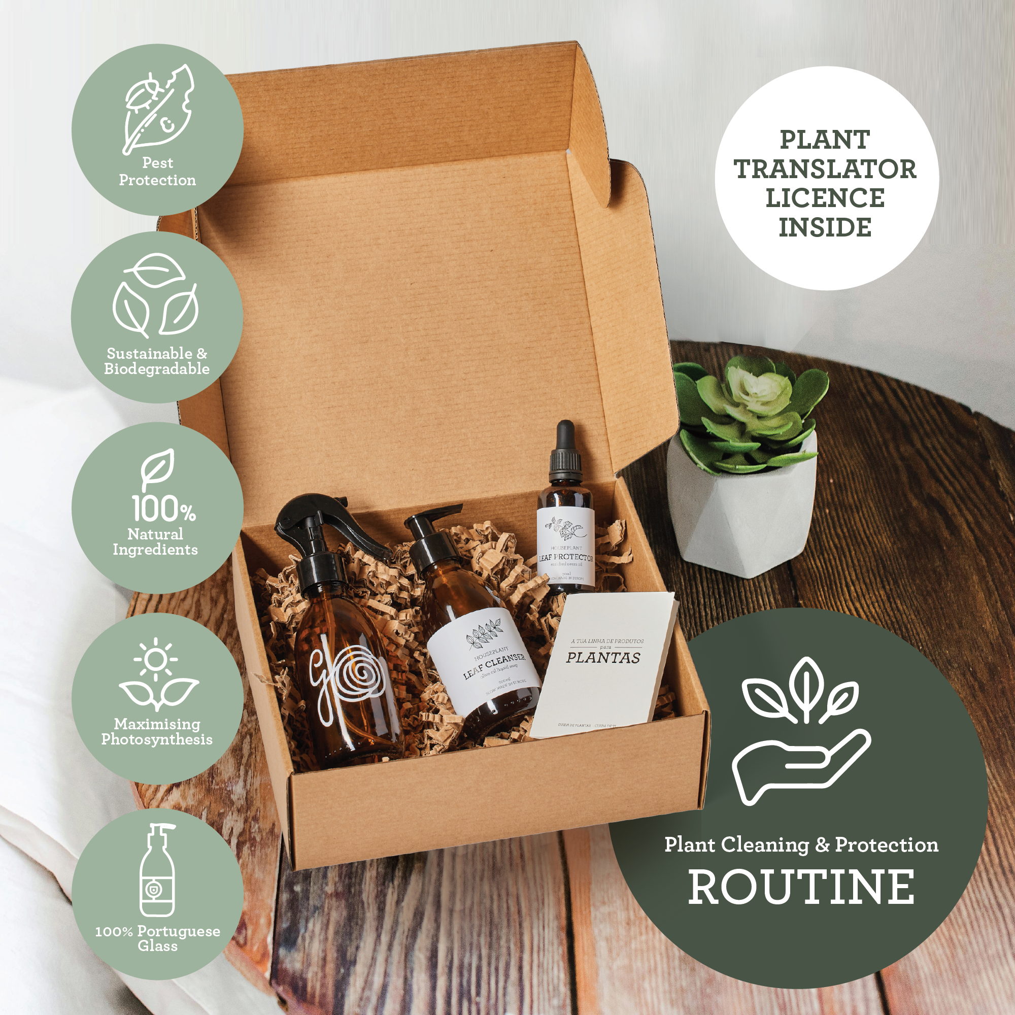 Plant spa gift set featuring neem oil protector and leaf cleanser soap in eco-friendly bottles — view 3