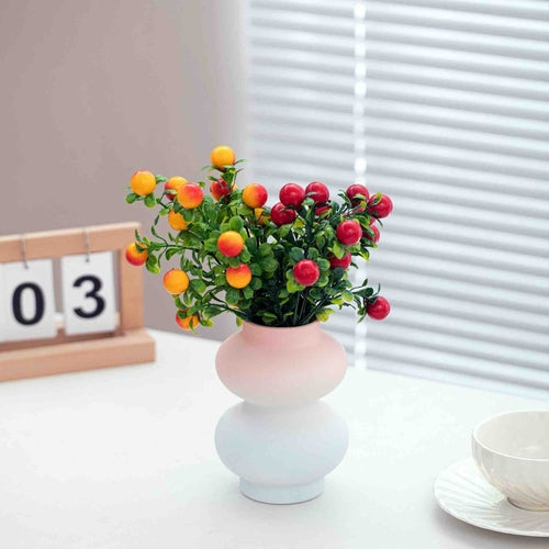Handmade dopamine gradient ceramic vase with a modern geometric shape and smooth matte finish — view 5