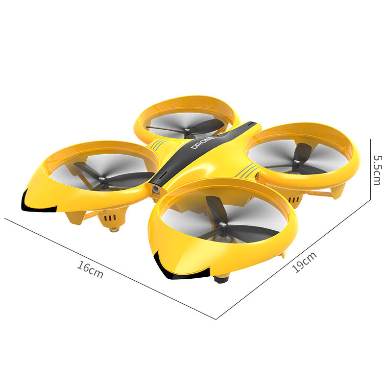 Gesture sensor remote control drone quadcopter with interactive watch controller in durable plastic