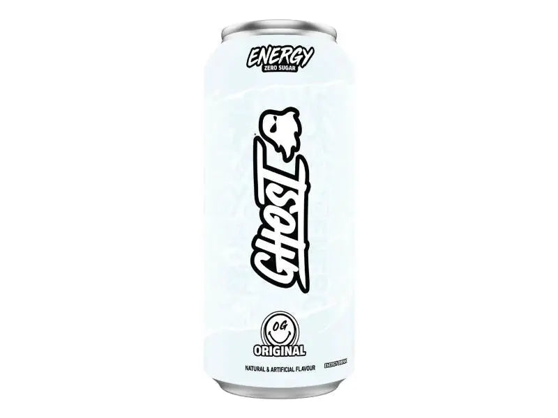 Ghost energy drink aluminum can with condensation refreshing zero sugar performance beverage — view 2