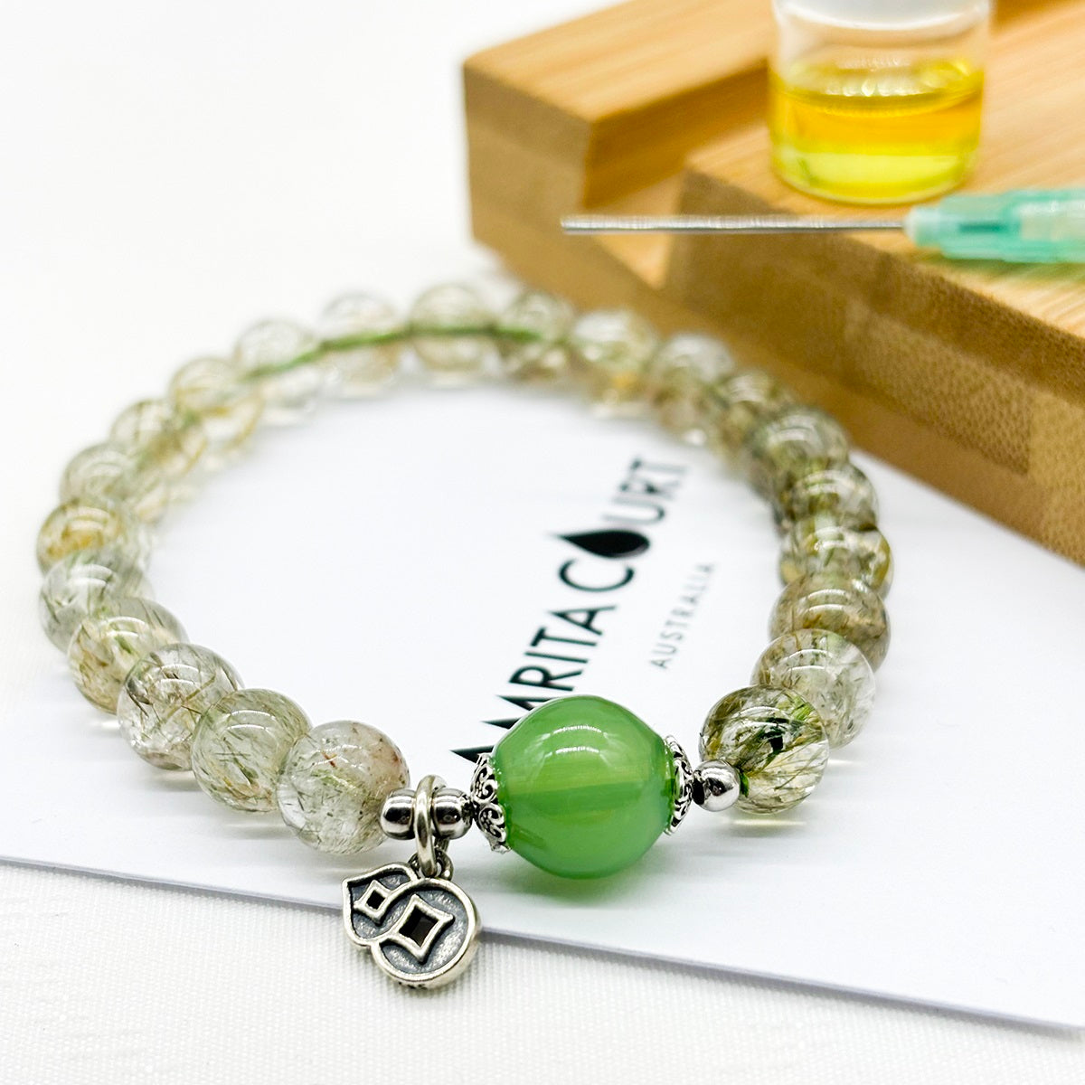 Sterling Silver Crystal Aroma Bracelet - Ghost Phantom Quartz | Energy & Healing | Diffuser Jewellery | Unique Gift-4