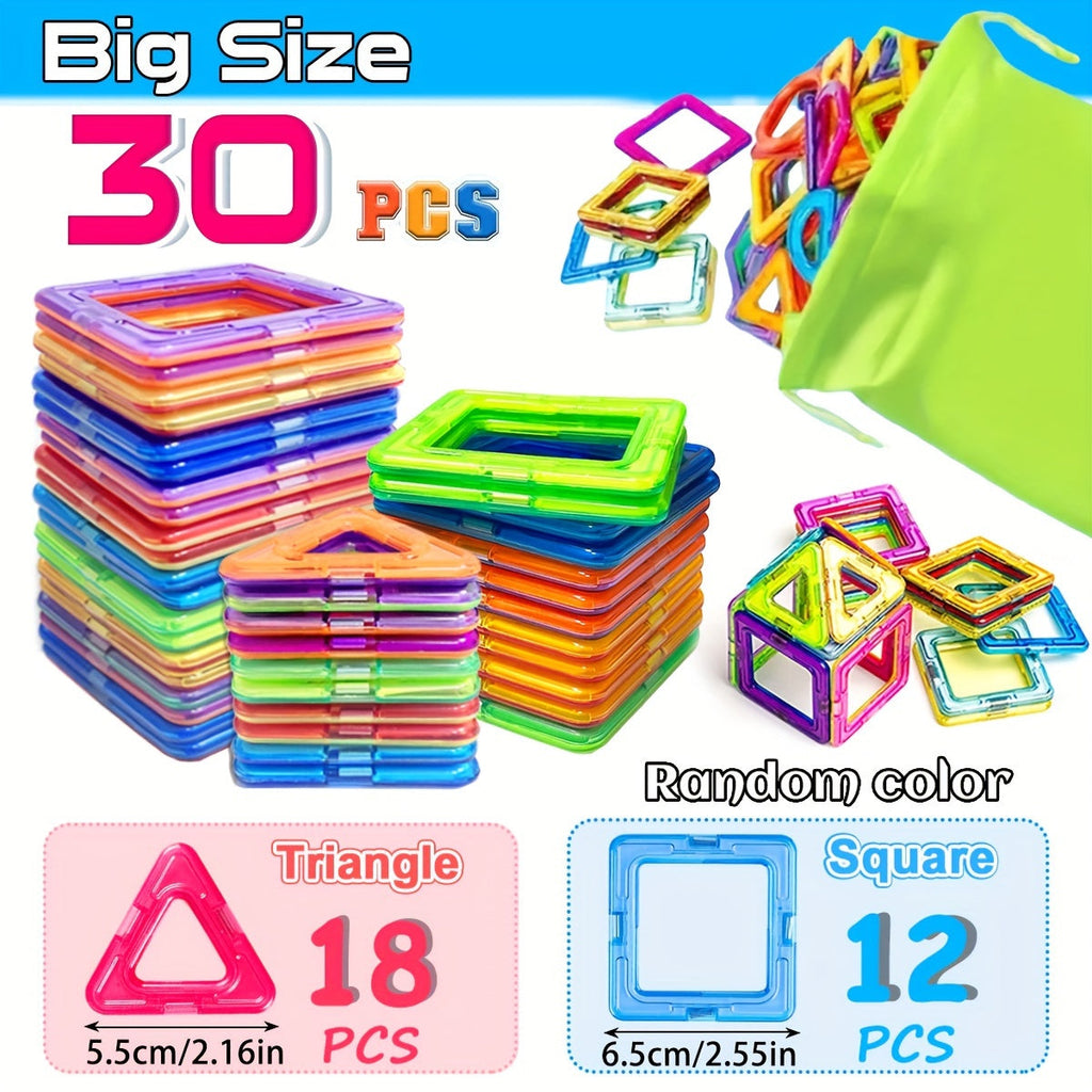 Giant magnetic building blocks set in vibrant colors large geometric STEM educational construction toy pieces — view 2
