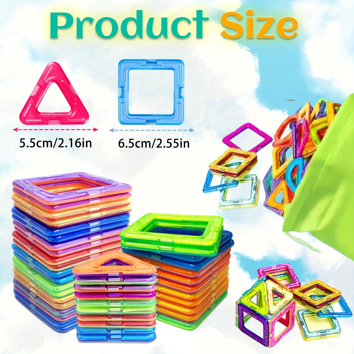 Giant magnetic building blocks set in vibrant colors large geometric STEM educational construction toy pieces — view 4