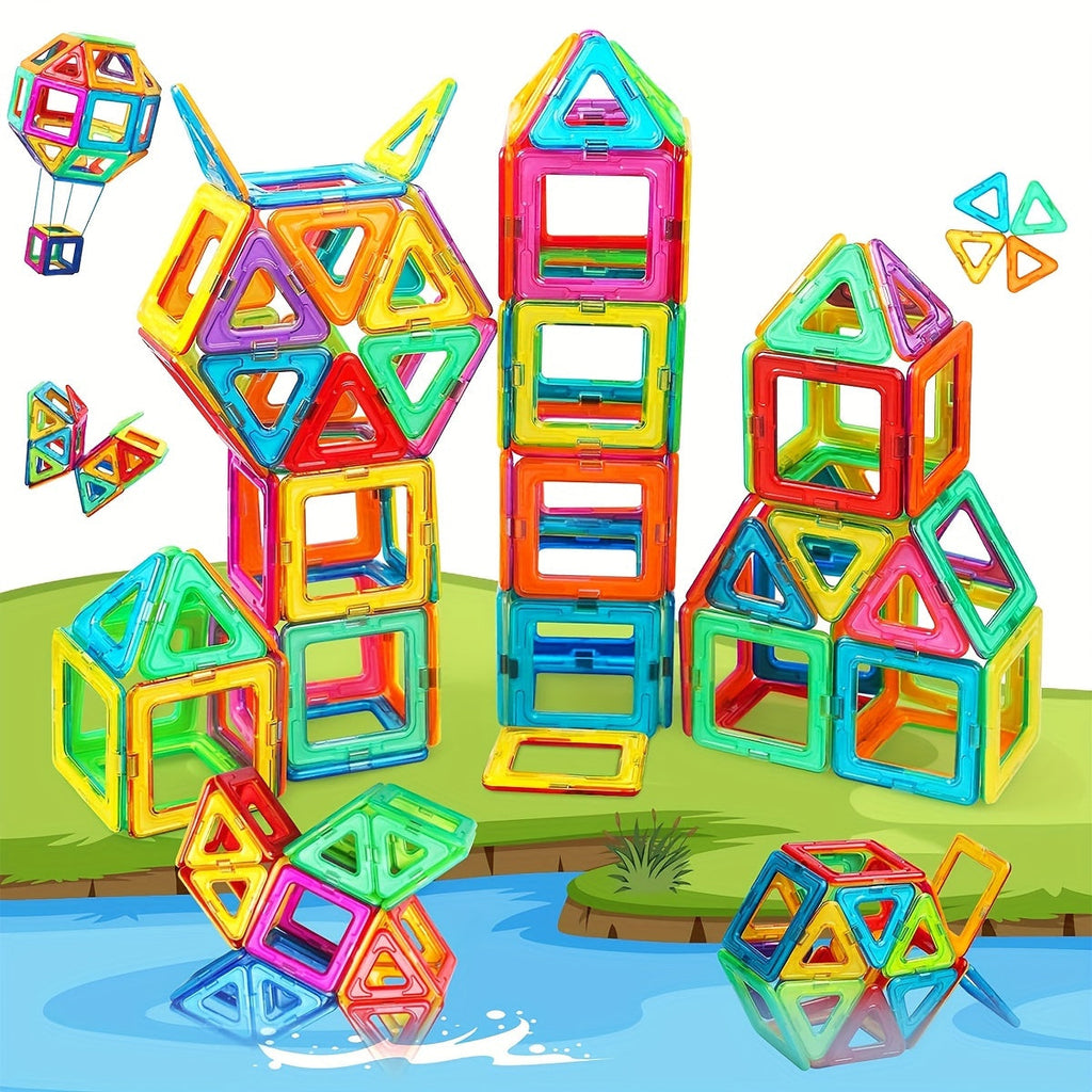 Giant magnetic building blocks set in vibrant colors large geometric STEM educational construction toy pieces — view 5