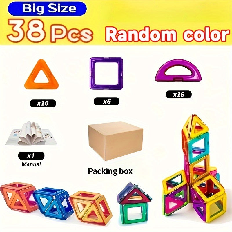 Giant magnetic building blocks for kids in vibrant colors assembled into a 3D toy structure — view 2