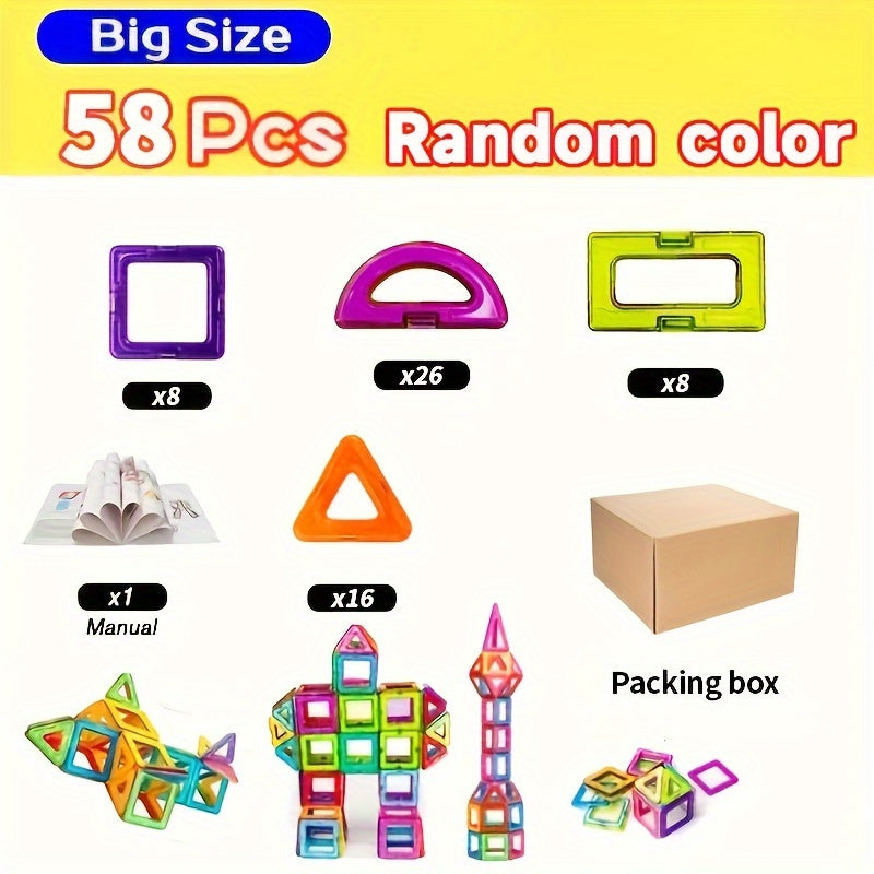 Giant magnetic building blocks for kids in vibrant colors assembled into a 3D toy structure — view 3