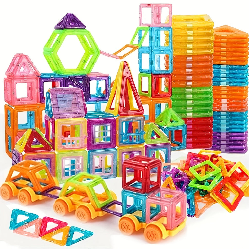 Giant magnetic building blocks for kids in vibrant colors assembled into a 3D toy structure — view 4