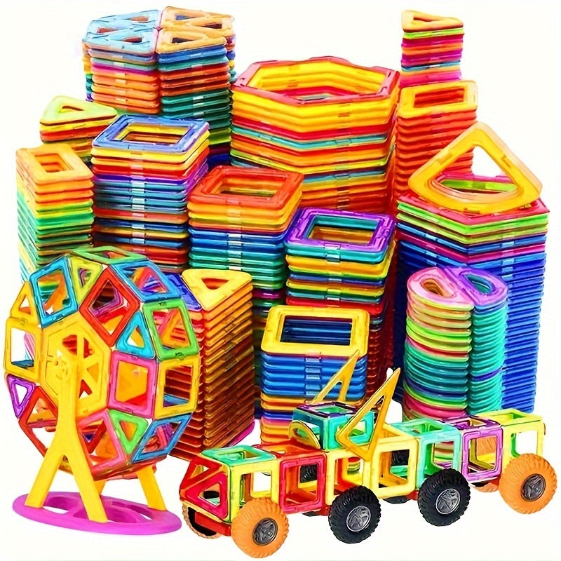 Giant magnetic building blocks for kids in vibrant colors assembled into a 3D toy structure — view 5