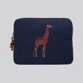 Giraffe laptop sleeve in earthy cotton canvas featuring stitched animal embroidery for 13-14 inch devices