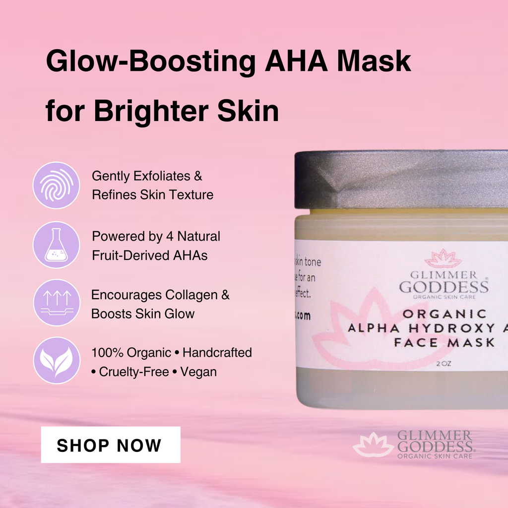 Jar of organic AHA face mask for gentle skin exfoliation and anti-aging radiant glow — view 2