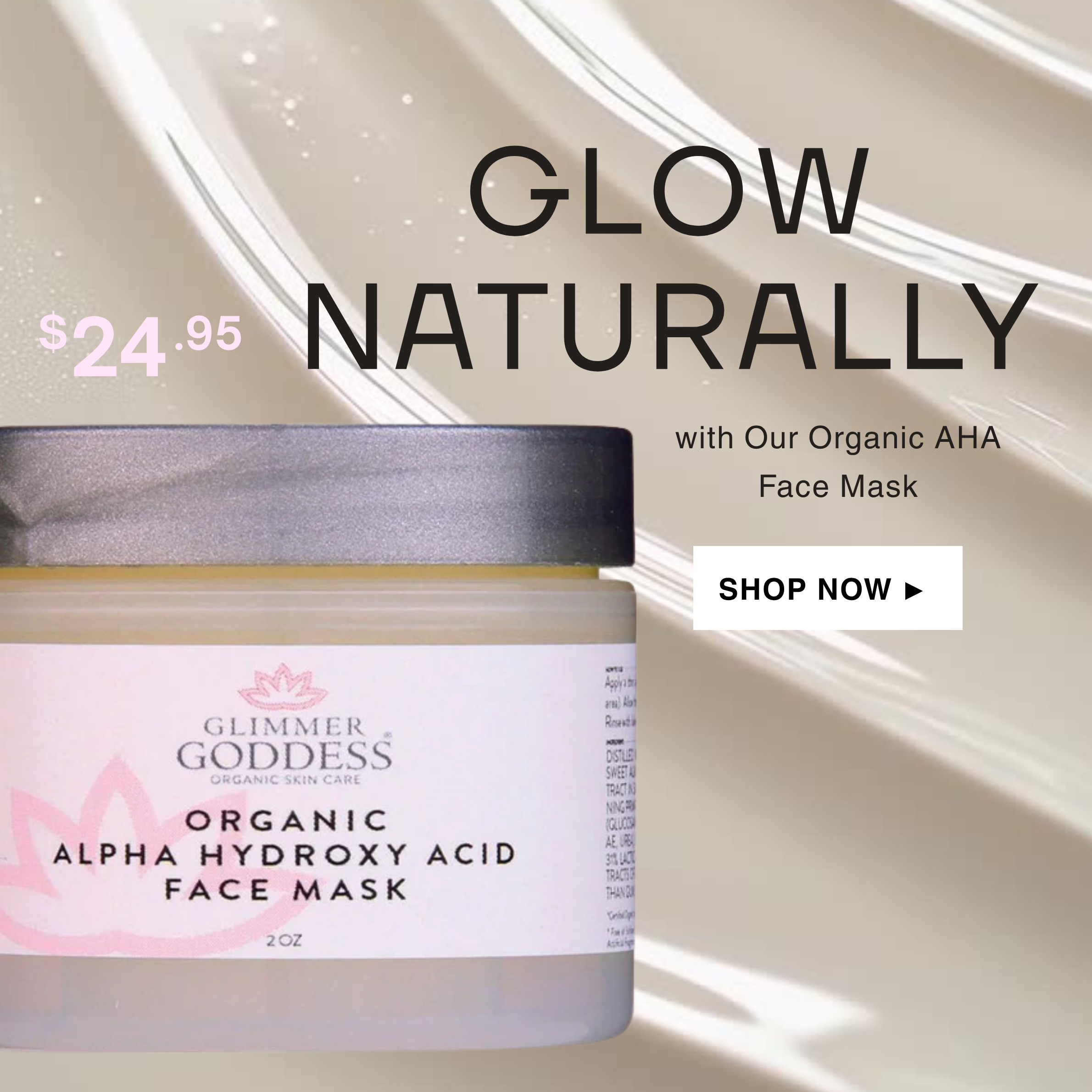 Jar of organic AHA face mask for gentle skin exfoliation and anti-aging radiant glow — view 4