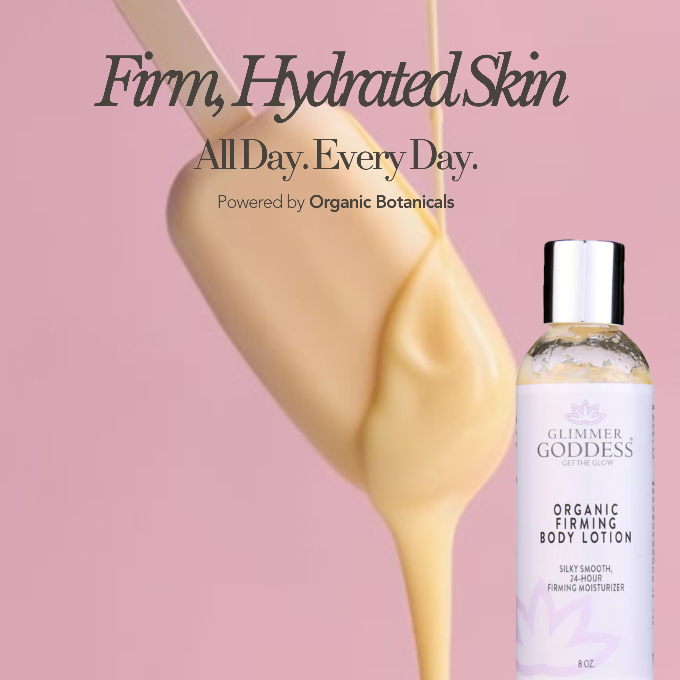 Organic firming body lotion bottle with anti-aging skincare formula for tightening crepey skin — view 2