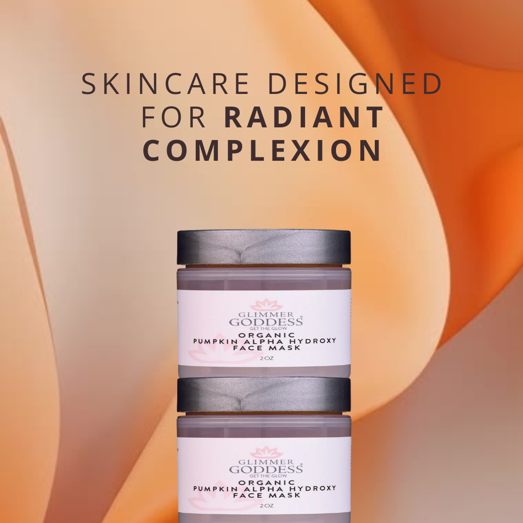 Orange organic pumpkin AHA exfoliating face mask in a glass jar for anti-aging skincare. — view 2