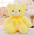 Glowing soft plush teddy bear emitting colorful LED light, a soothing night time toy for children