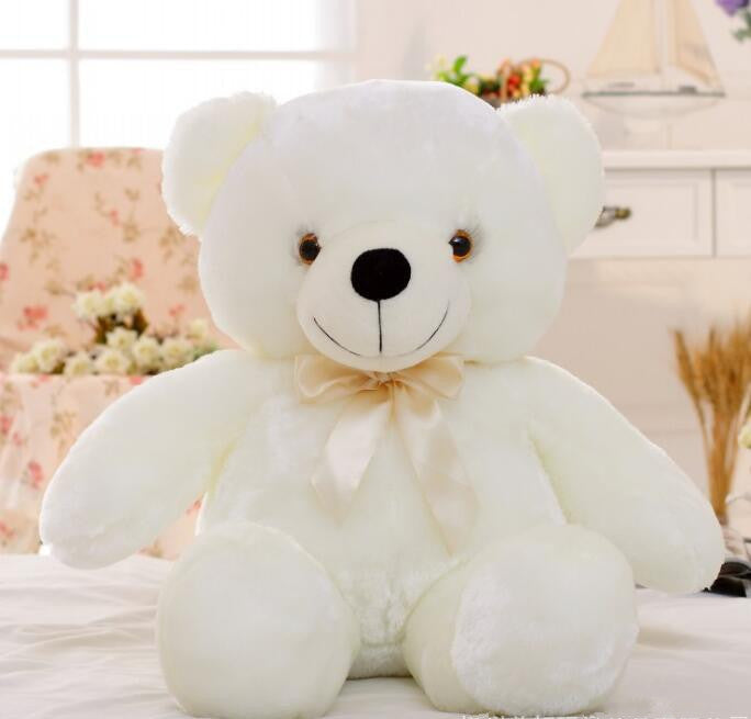 Glowing soft plush teddy bear emitting colorful LED light, a soothing night time toy for children — view 4