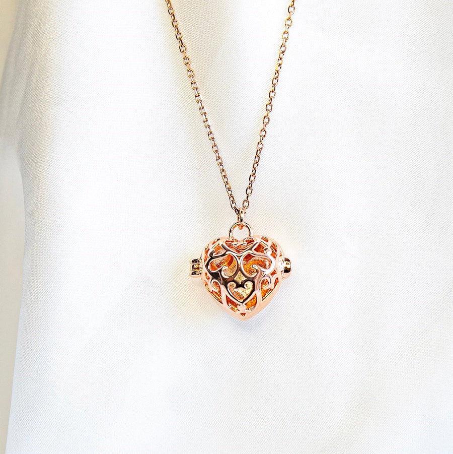 Love Heart Aroma Necklace | Energy & Healing | White Gold - Rose Gold | Love Gift