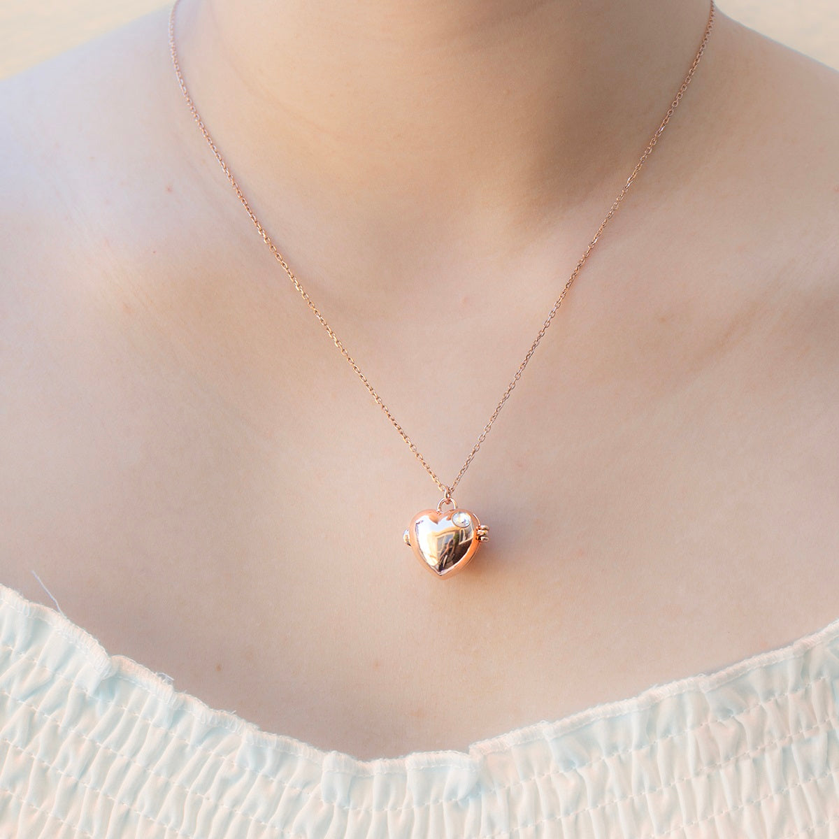 Love Heart Aroma Necklace | Energy & Healing | White Gold - Rose Gold | Love Gift-1