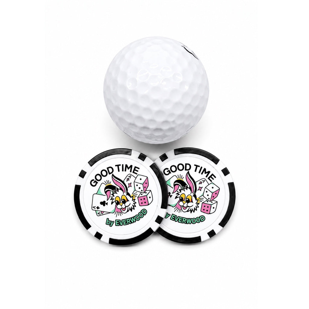 Two premium casino style poker chip golf ball markers for putting green. — view 2