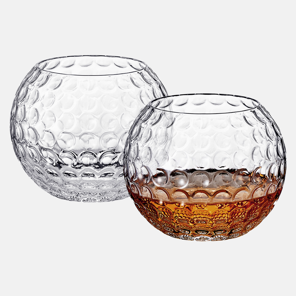 Golf ball shaped 15oz whiskey glass with detailed dimples for premium spirits and home bars — view 2