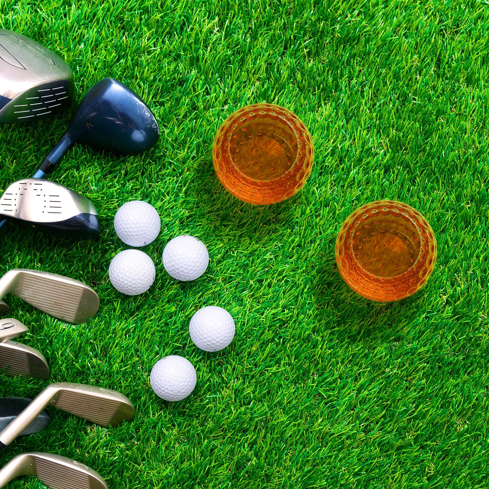 Golf ball shaped 15oz whiskey glass with detailed dimples for premium spirits and home bars — view 3