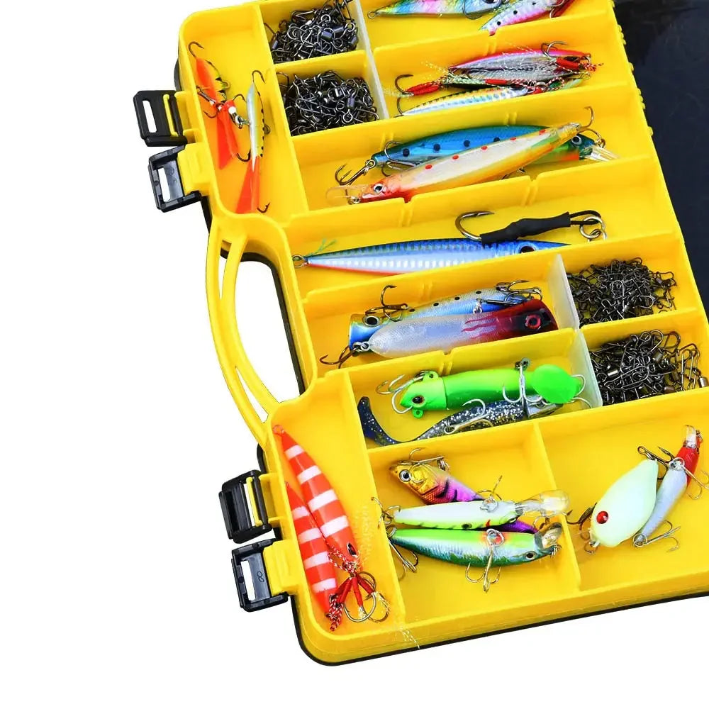 Waterproof double layer fishing tackle box in durable PP plastic with convenient carry handle — view 3